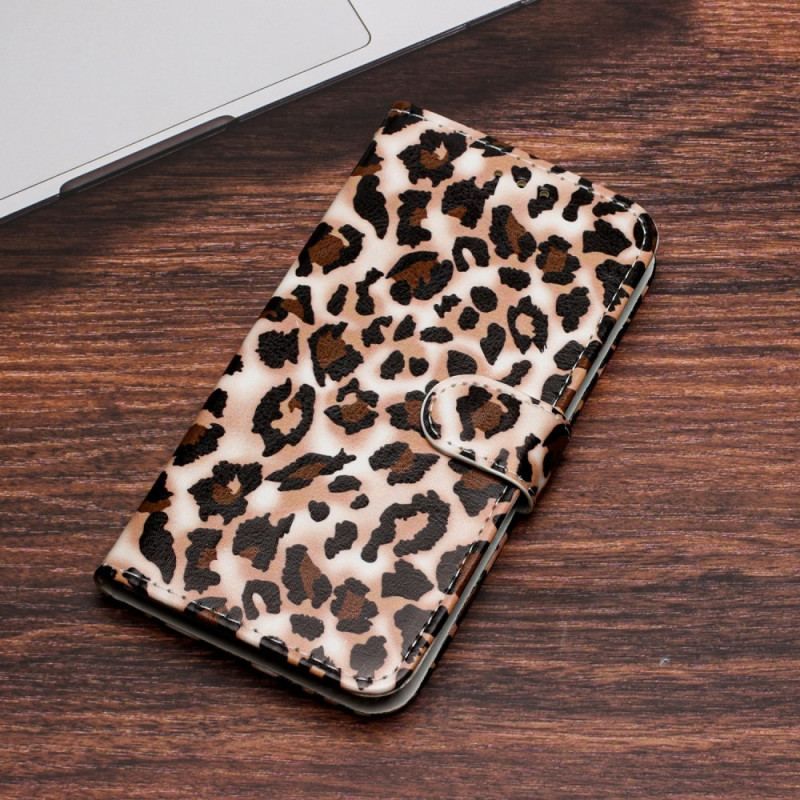 Flip Cover Google Pixel 7A Med Snor Strappy Leopard Print