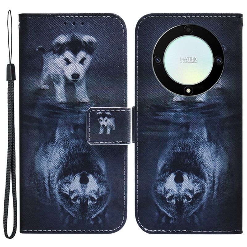 Flip Cover Honor Magic 5 Lite Med Snor Strappy Puppy Dream