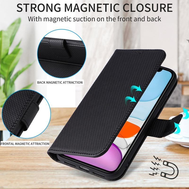 Flip Cover Honor Magic 5 Pro Med Snor Stilfuldt Strappy Imiteret Læder