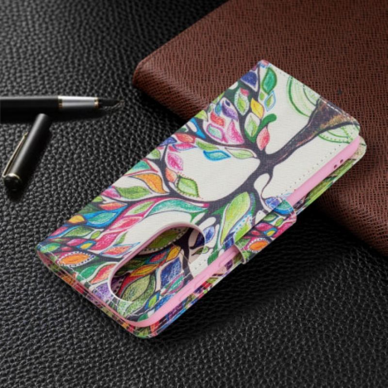 Flip Cover Huawei P50 Farverigt Træ