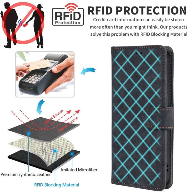 Flip Cover Huawei P60 Pro Klassisk Rfid Med Snor