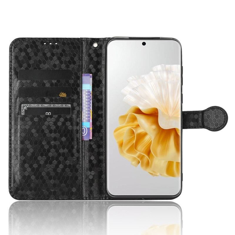 Flip Cover Huawei P60 Pro Med Snor 3d Mønster Med Rem