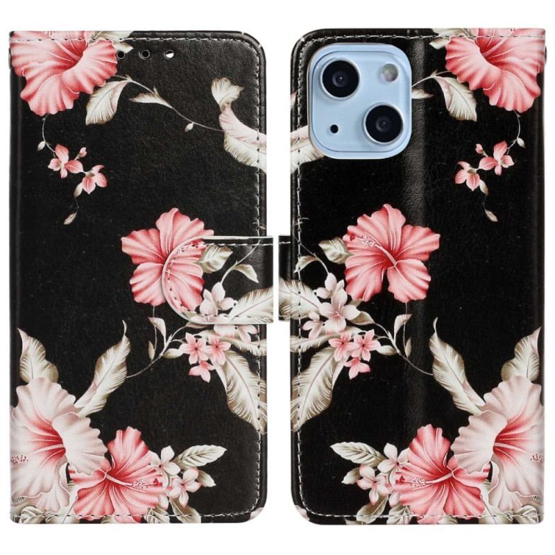 Flip Cover iPhone 14 Blomster