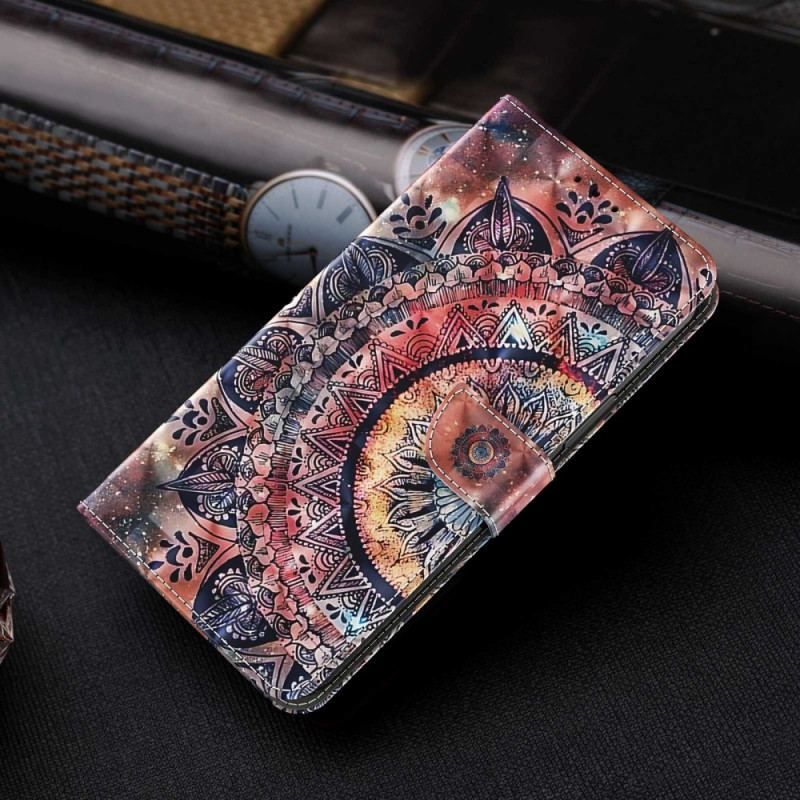 Flip Cover iPhone 14 Med Snor Pro Farverig Strappy Mandala