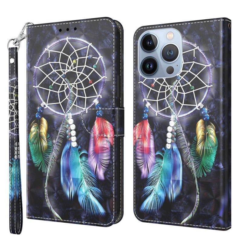 Flip Cover iPhone 14 Med Snor Strap Dream Catcher