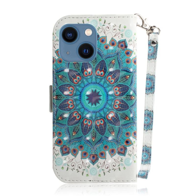 Flip Cover iPhone 14 Plus Med Snor Strappy Mandala