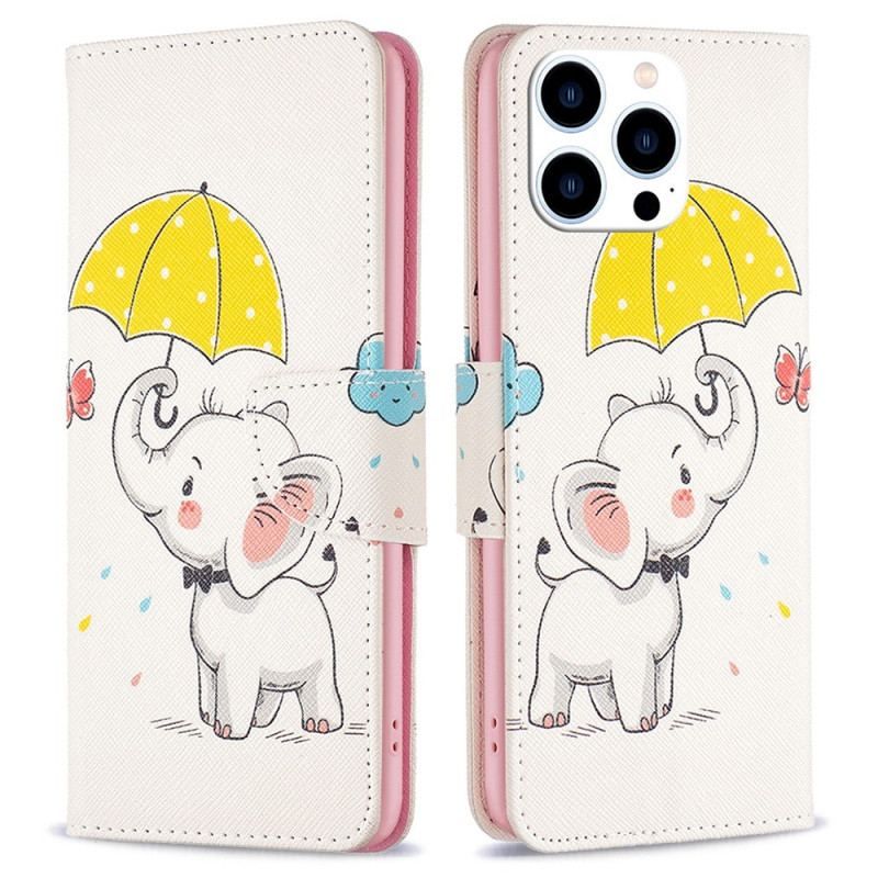 Flip Cover iPhone 14 Pro Baby Elefant