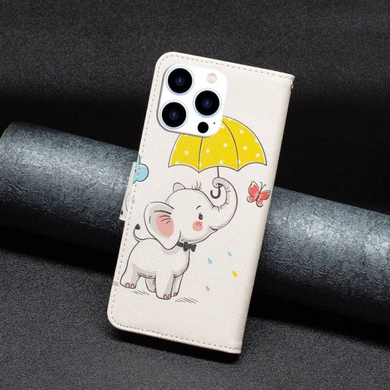 Flip Cover iPhone 14 Pro Baby Elefant