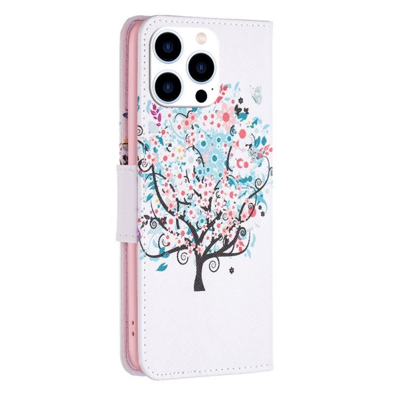 Flip Cover iPhone 14 Pro Blomstret Træ
