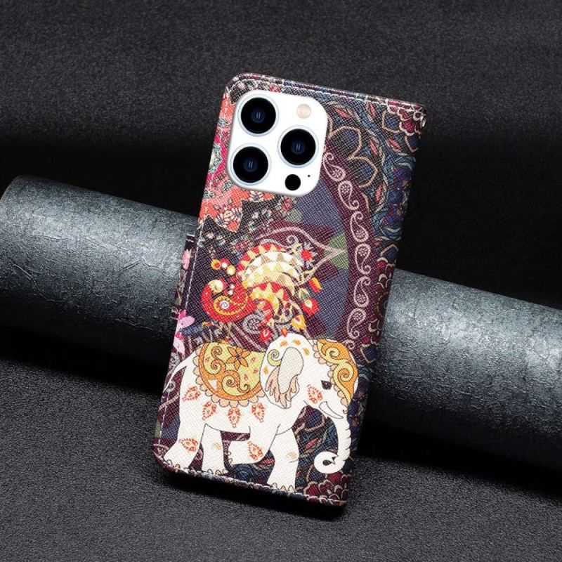 Flip Cover iPhone 14 Pro Indisk Elefant