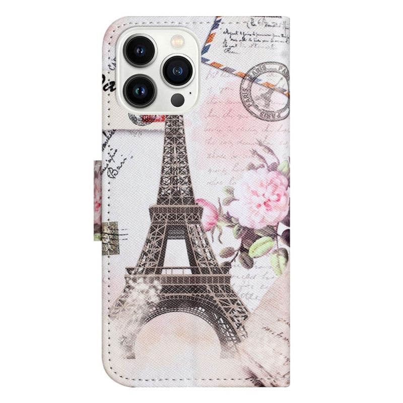 Flip Cover iPhone 14 Pro Vintage Eiffeltårnet
