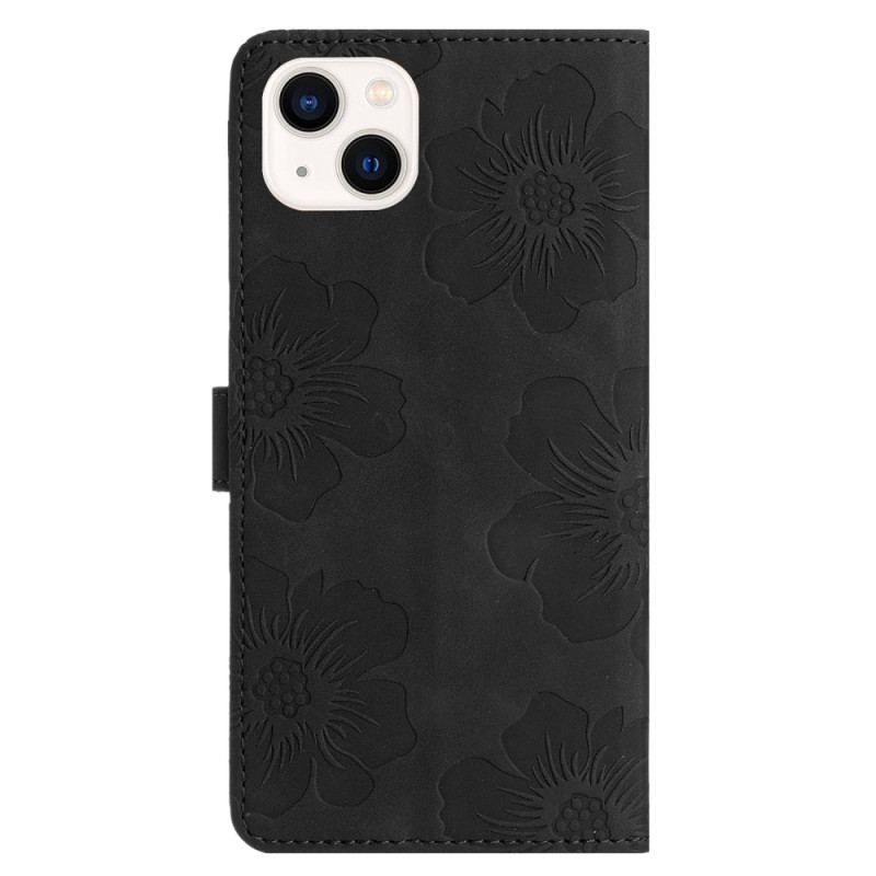 Flip Cover iPhone 15 Blomstertryk