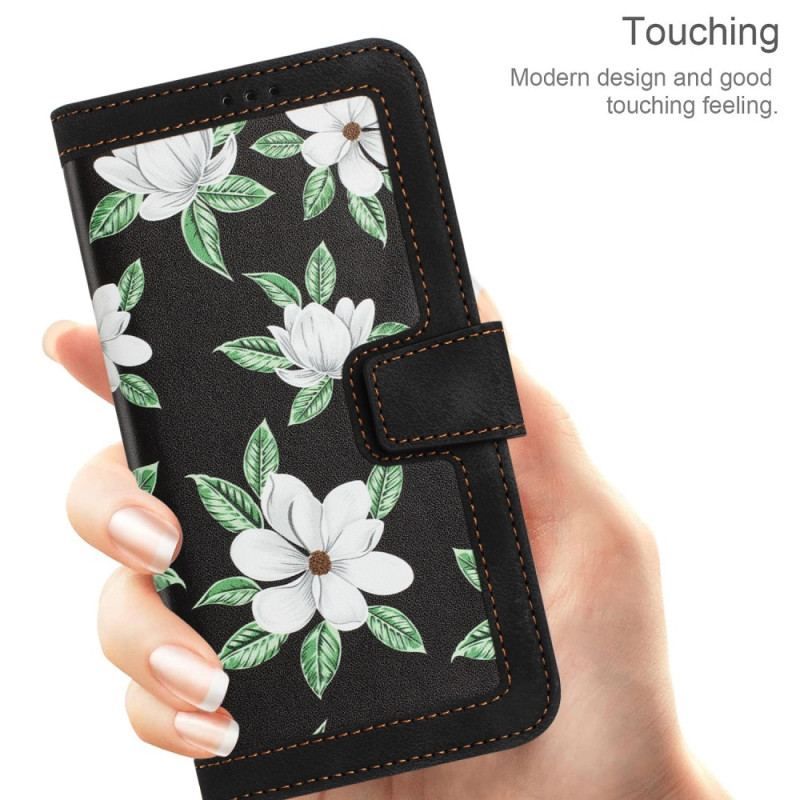 Flip Cover iPhone 15 Luksusblomster