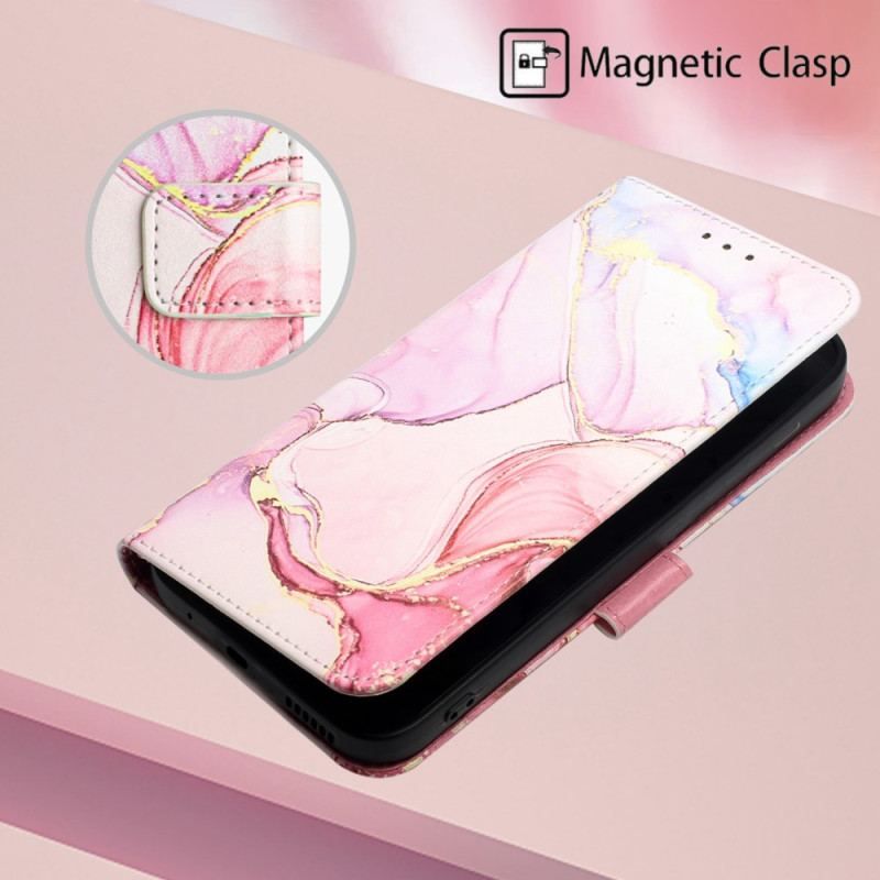Flip Cover iPhone 15 Plus Marmor Med Snor