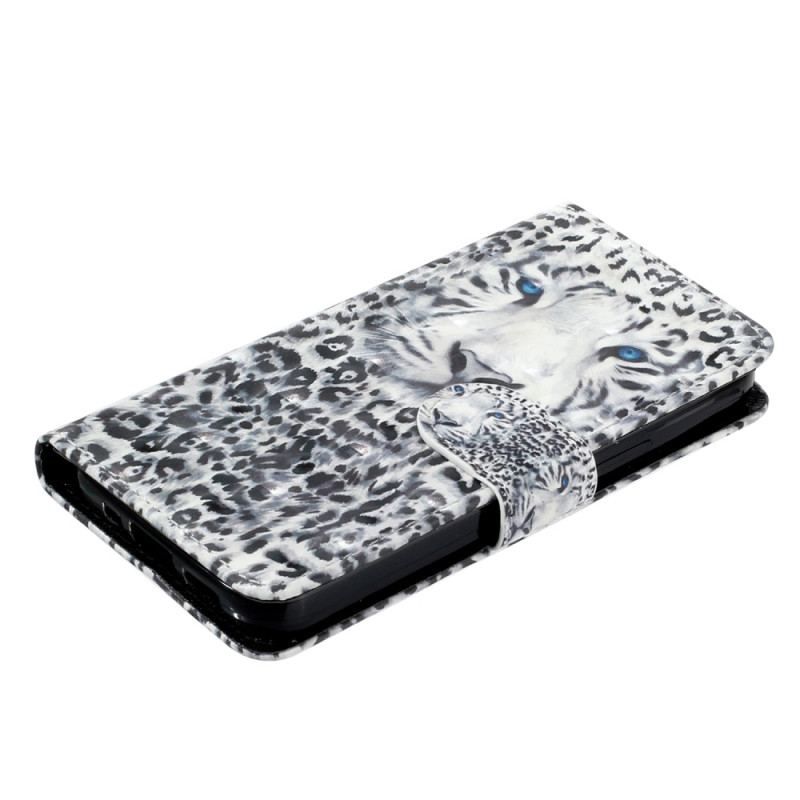 Flip Cover iPhone 15 Plus Med Snor 3d Leopard Med Rem