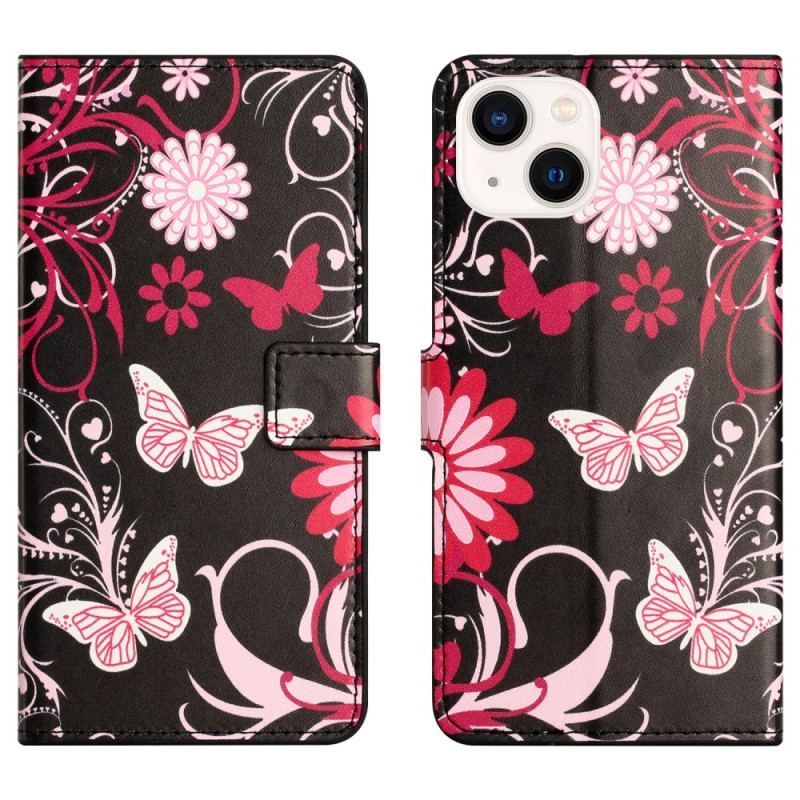 Flip Cover iPhone 15 Plus Smukke Sommerfugle