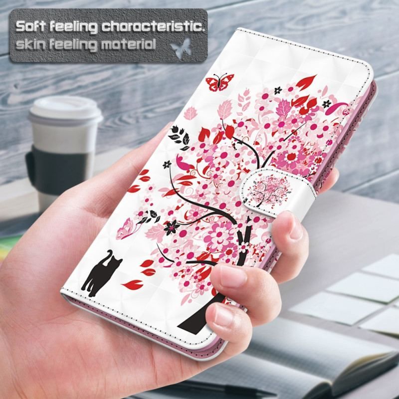 Flip Cover iPhone 15 Pro Max Med Snor Kat Under Det Røde Træ 3d Med Rem