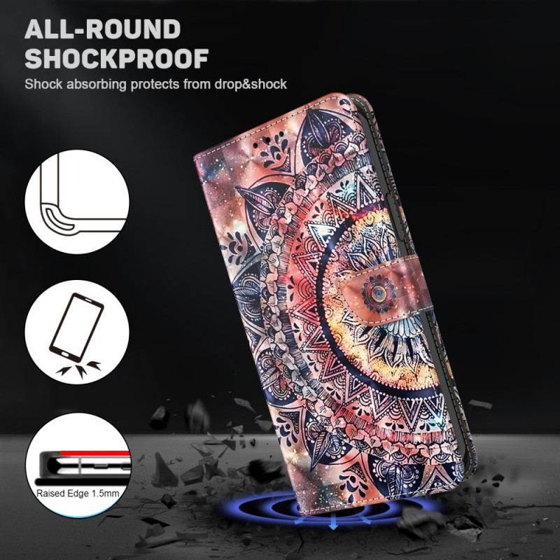 Flip Cover iPhone 15 Pro Max Med Snor Mandala Med Rem