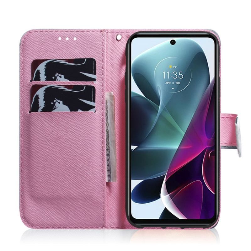 Flip Cover Moto G200 5G Blomst Støvet Pink