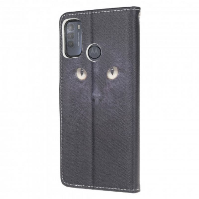 Flip Cover Moto G50 Med Snor Strappy Black Cat Eyes