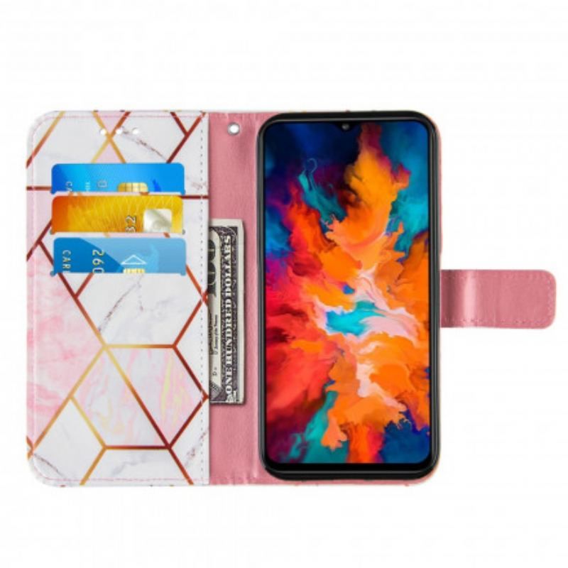 Flip Cover Moto G50 Med Snor Stribet Geometrisk Marmor