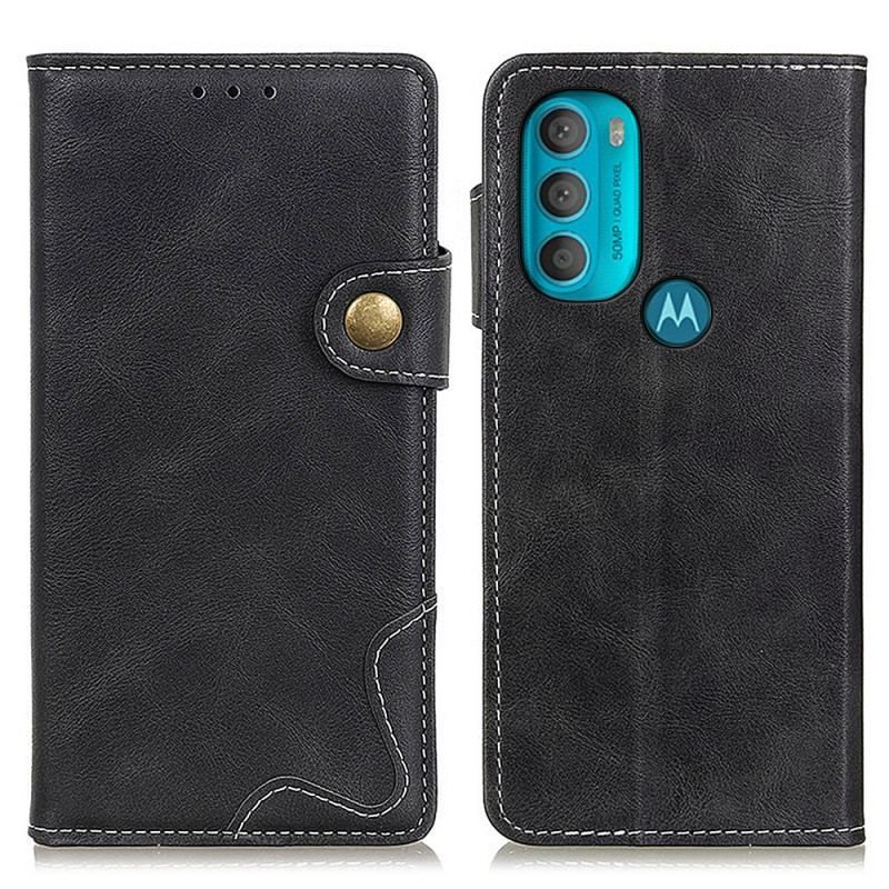 Flip Cover Moto G71 5G Kunstnerisk Syningsknap