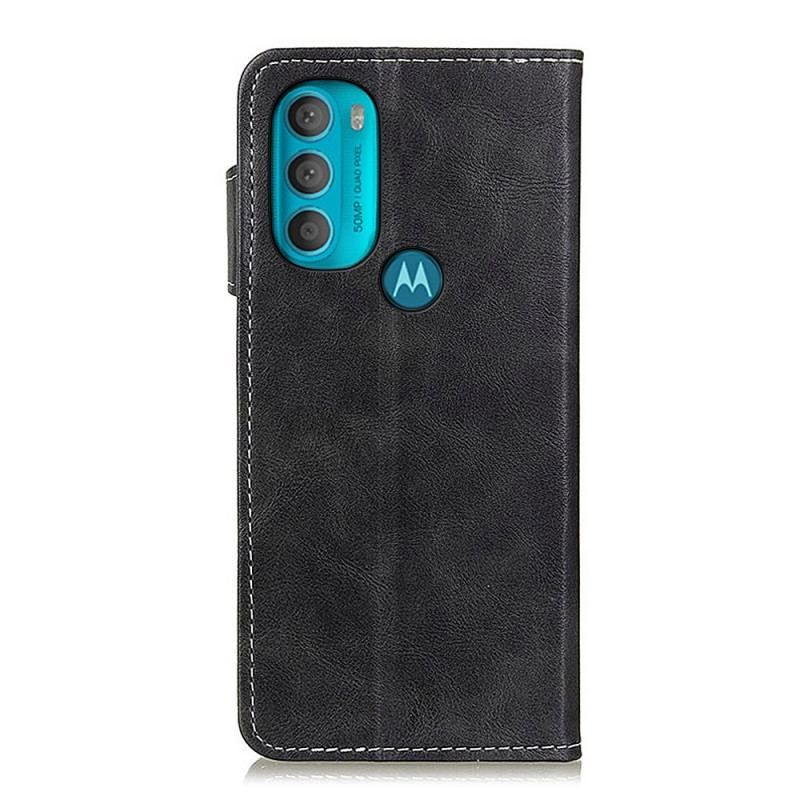 Flip Cover Moto G71 5G Kunstnerisk Syningsknap