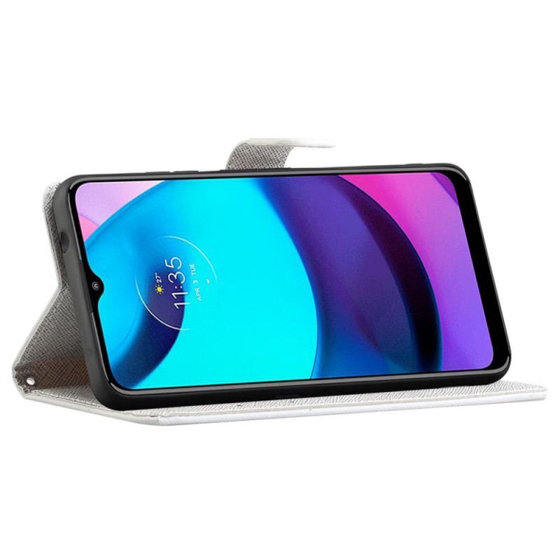 Flip Cover Moto G71 5G Med Snor Strappy Diamond Sommerfugle