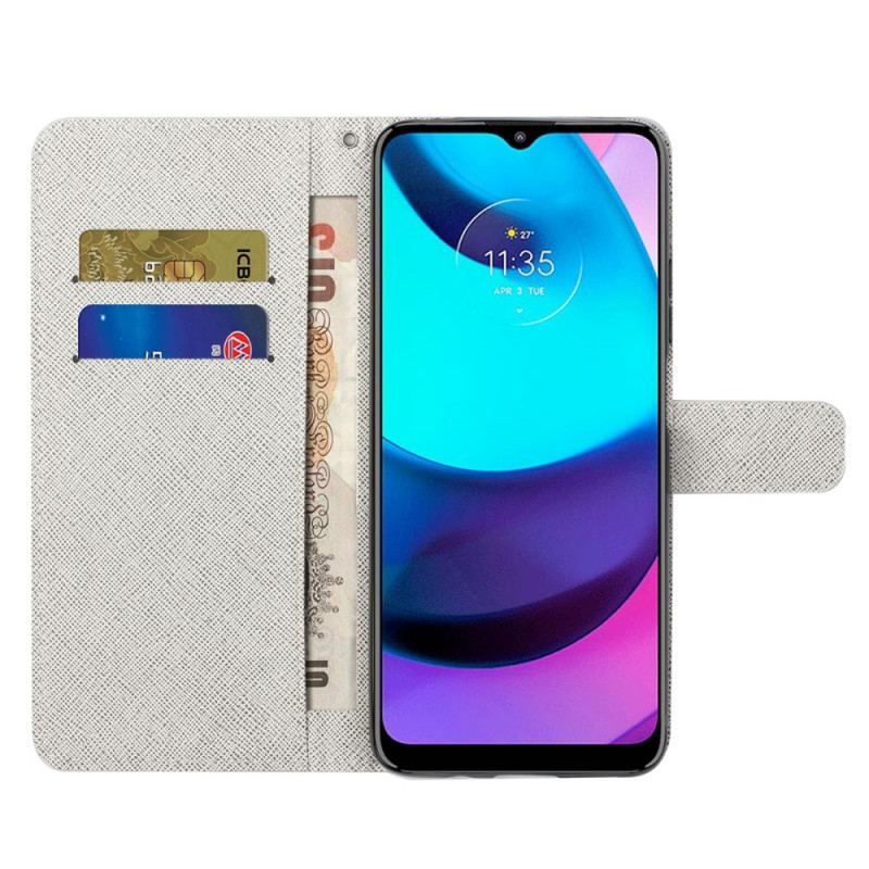 Flip Cover Moto G71 5G Med Snor Strappy Diamond Sommerfugle