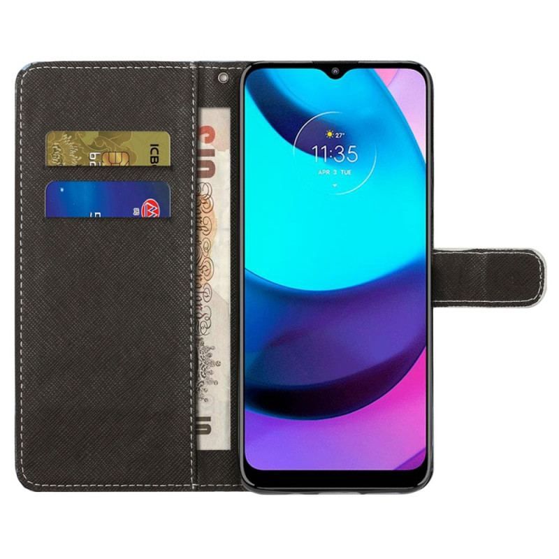 Flip Cover Moto G71 5G Med Snor Strappy Leopard