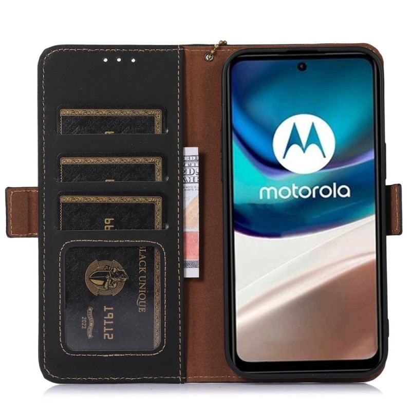 Flip Cover Moto G73 5G Ægte Læder Rfid