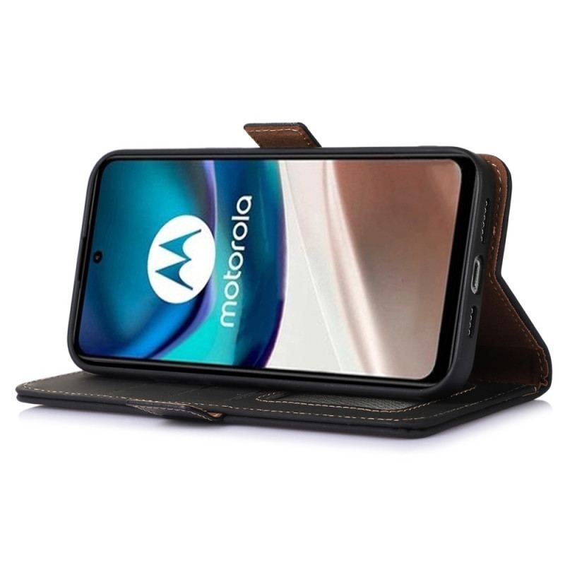 Flip Cover Moto G73 5G Ægte Læder Rfid