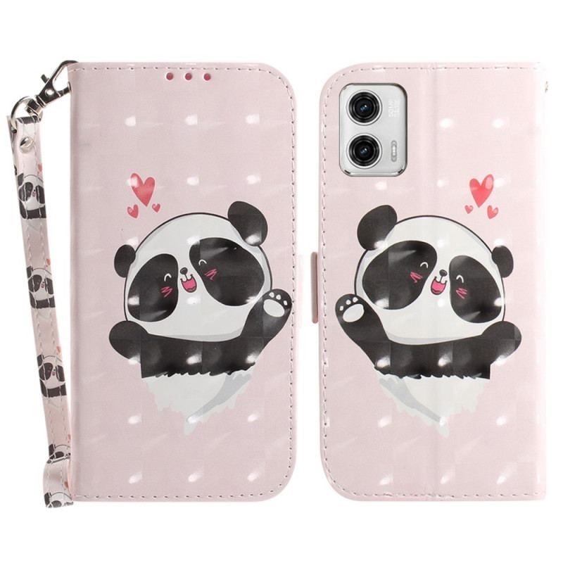 Flip Cover Moto G73 5G Med Snor Panda Love Med Snor