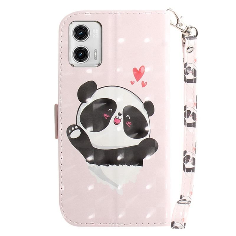 Flip Cover Moto G73 5G Med Snor Panda Love Med Snor