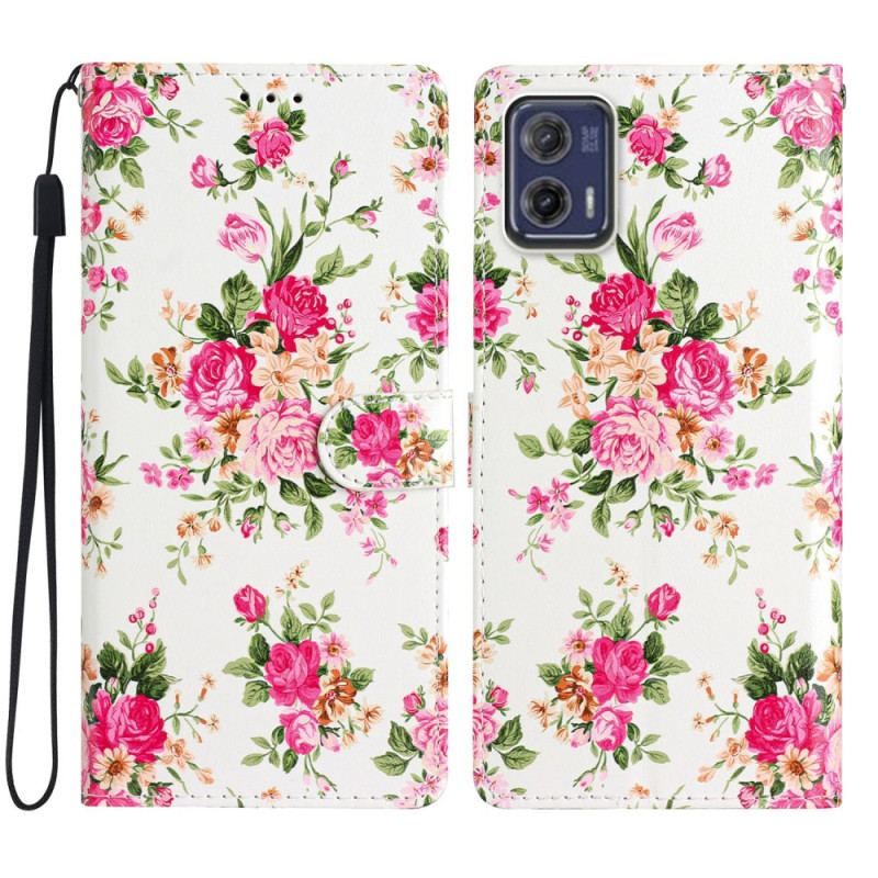 Flip Cover Moto G73 5G Med Snor Rem Liberty Flowers