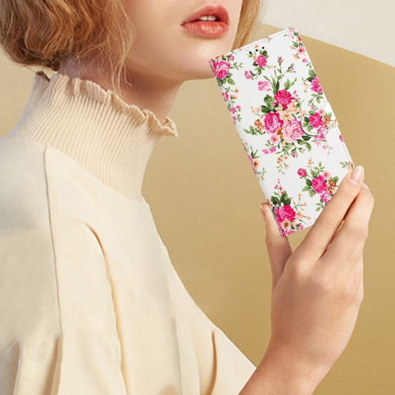 Flip Cover Moto G73 5G Med Snor Rem Liberty Flowers