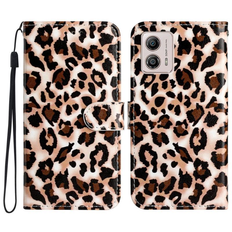 Flip Cover Moto G73 5G Med Snor Strappy Leopard Print