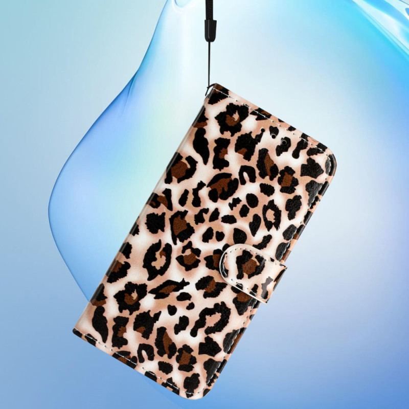 Flip Cover Moto G73 5G Med Snor Strappy Leopard Print