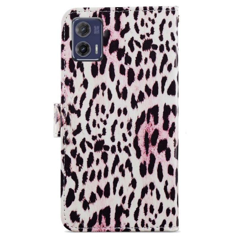 Flip Cover Moto G73 5G Med Snor Strappy Leopard Style