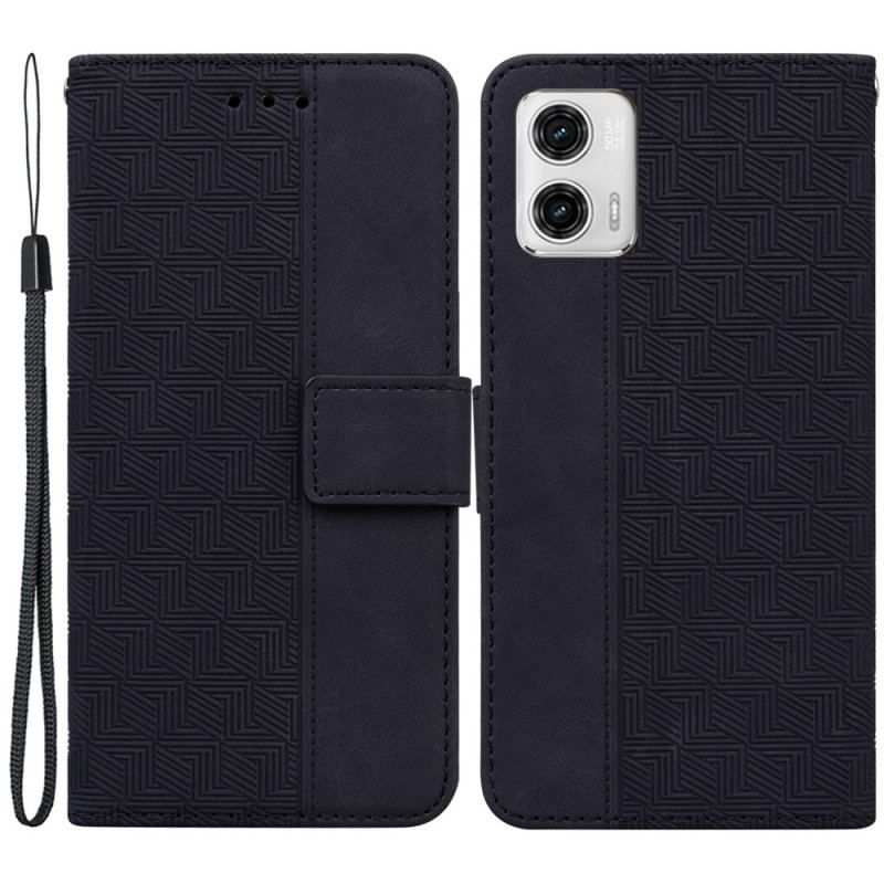 Flip Cover Moto G73 5G Med Snor Strappy Mønster