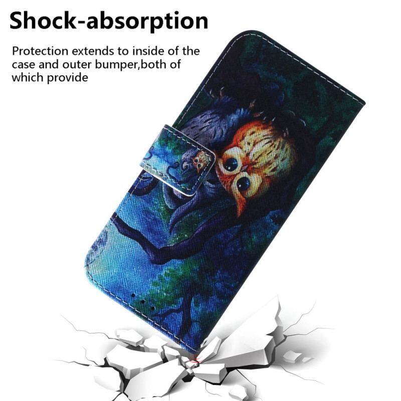 Flip Cover Moto G73 5G Med Snor Strappy Owls Maleri