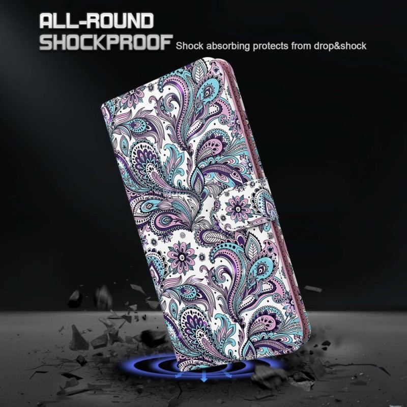 Flip Cover Moto G73 5G Med Snor Strappy Paisley Mønster