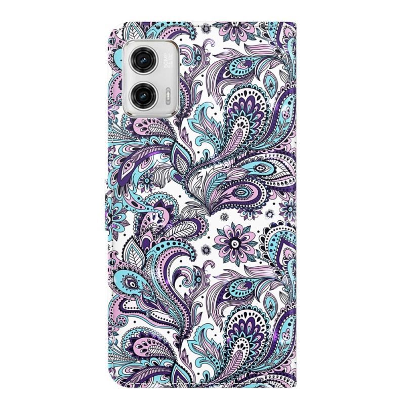 Flip Cover Moto G73 5G Med Snor Strappy Paisley Mønster