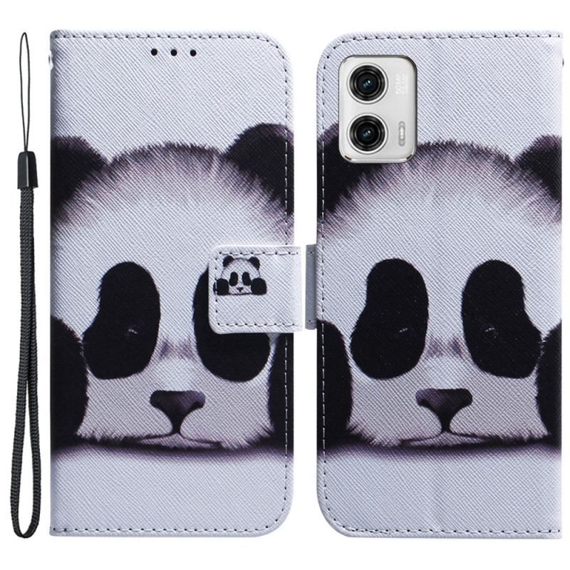 Flip Cover Moto G73 5G Med Snor Strappy Panda