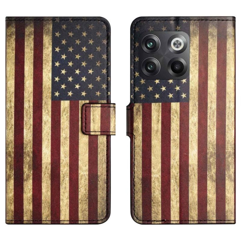 Flip Cover OnePlus 10T 5G Vintage Amerikansk Flag