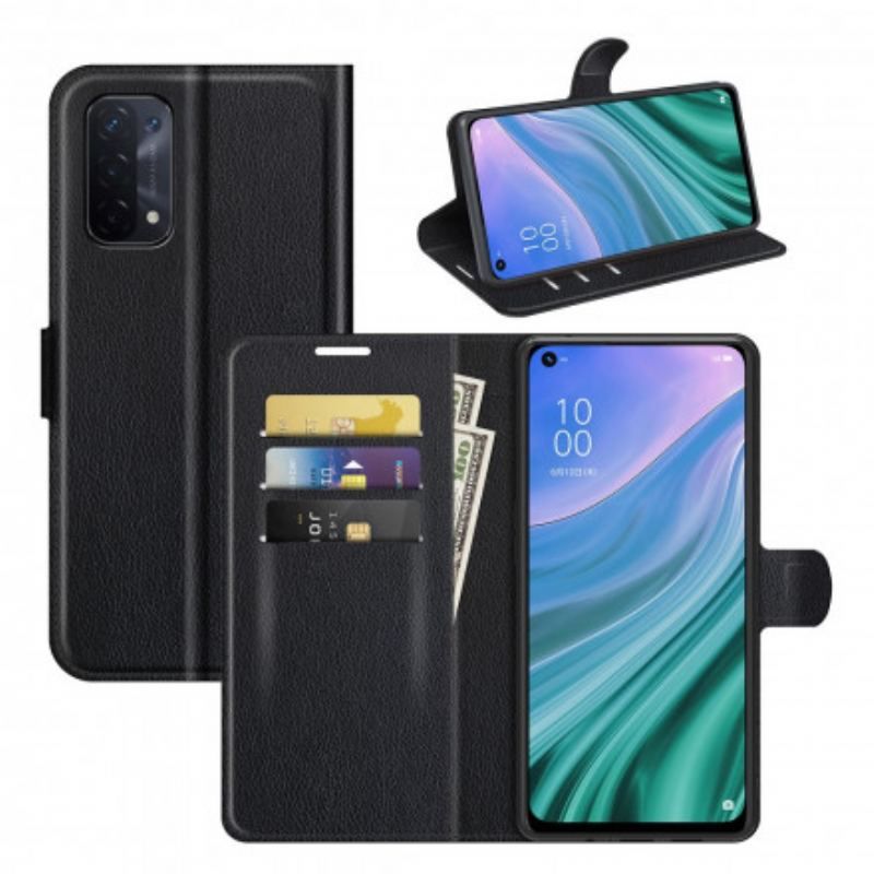 Flip Cover Oppo A54 5G / A74 5G Klassisk Litchi Imiteret Læder