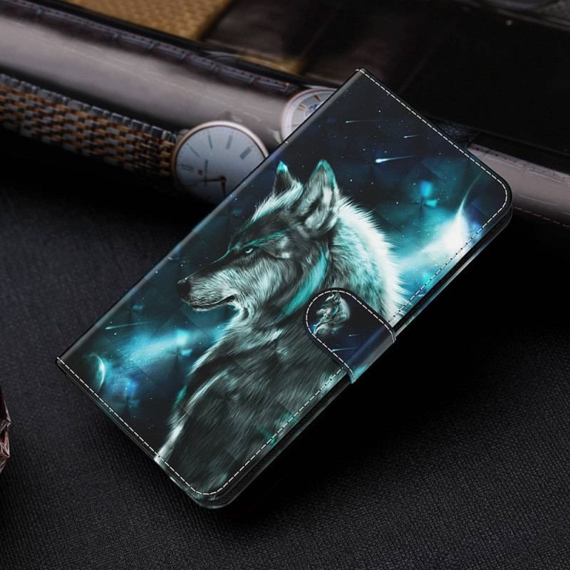 Flip Cover Oppo A54 5G / A74 5G Med Snor Lanyard Wolf