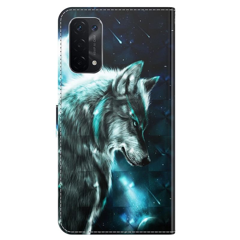 Flip Cover Oppo A54 5G / A74 5G Med Snor Lanyard Wolf