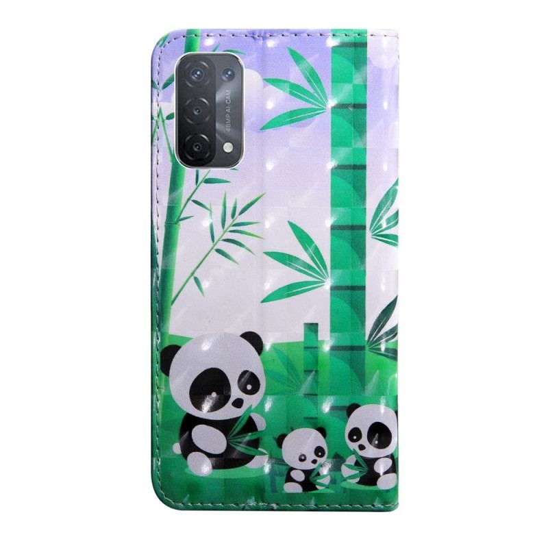 Flip Cover Oppo A54 5G / A74 5G Panda Med Snor