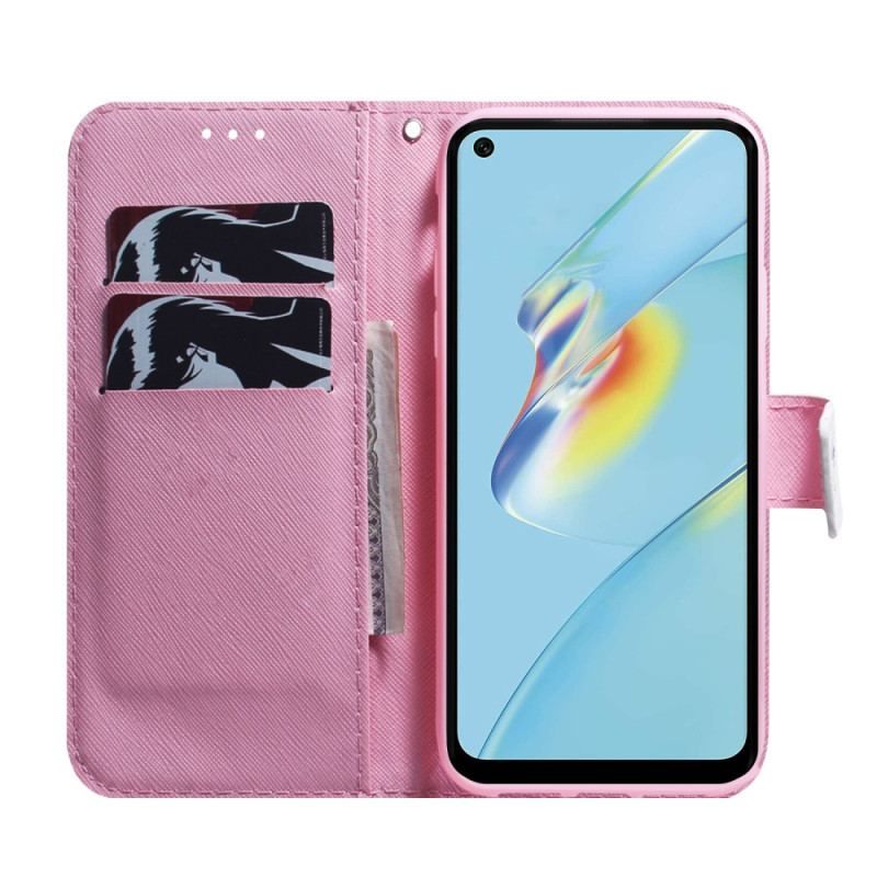 Flip Cover Oppo Reno 8 Lite Lyserød Blomst